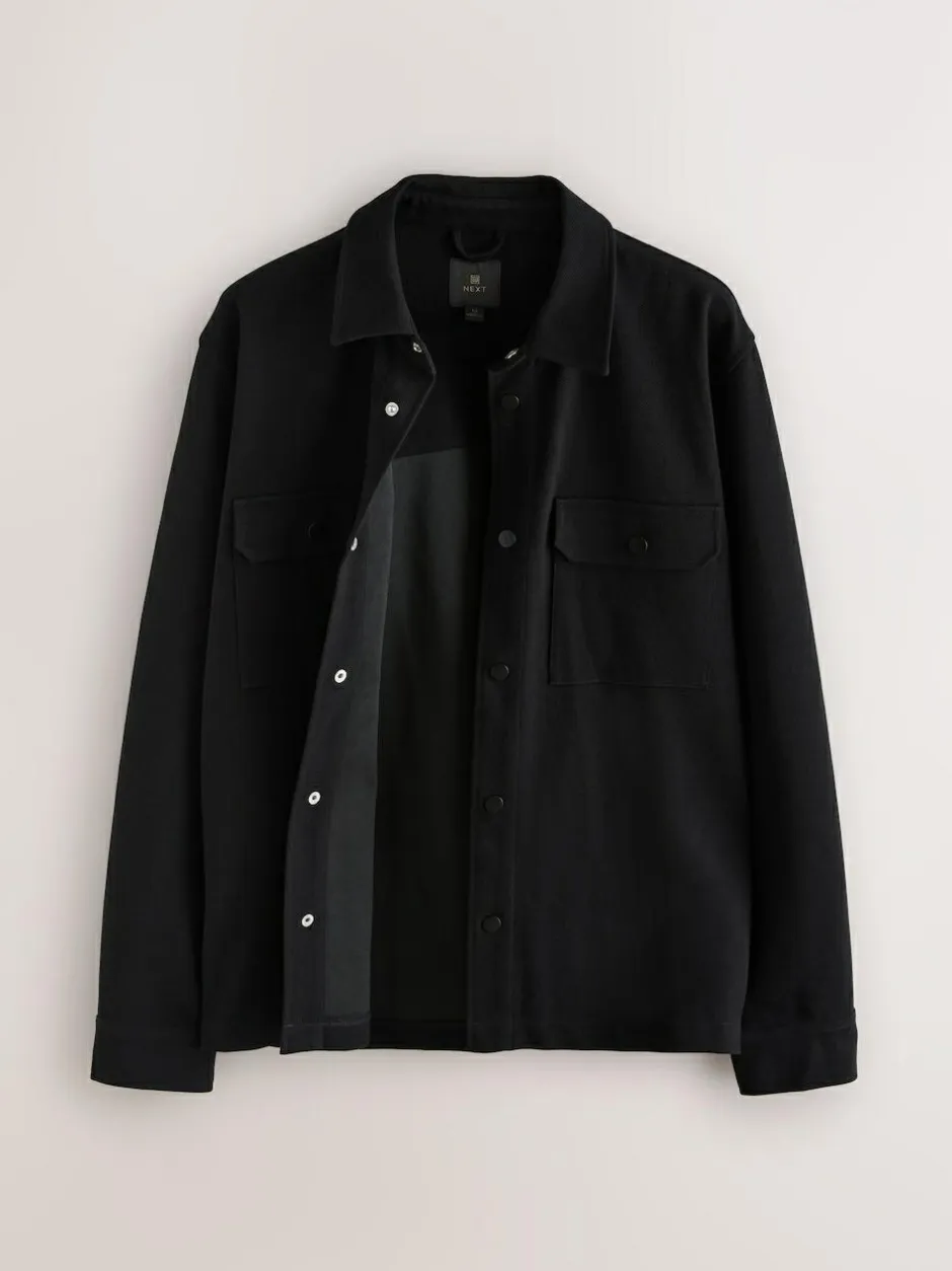 Next Black Jersey Twill Popper Shacket Best
