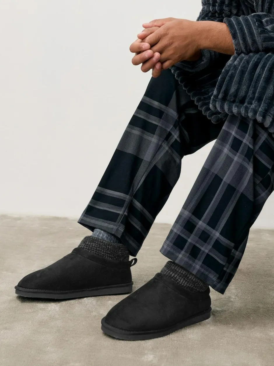 Next Knitted Cuff Boot Slippers Black Sale