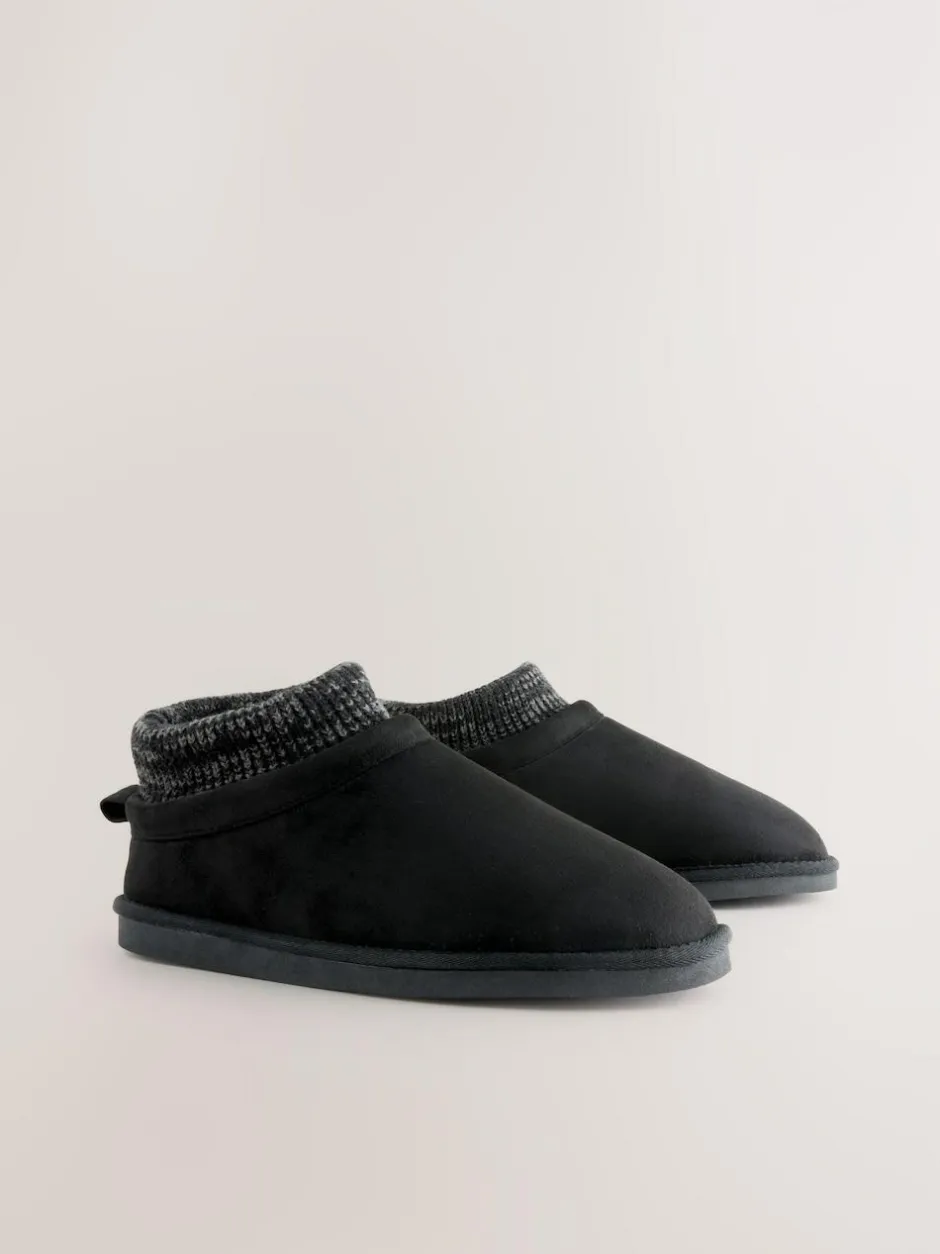 Next Knitted Cuff Boot Slippers Black Sale