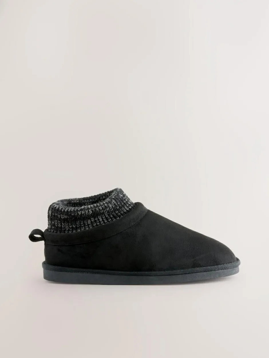 Next Knitted Cuff Boot Slippers Black Sale