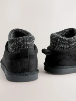 Next Knitted Cuff Boot Slippers Black Sale