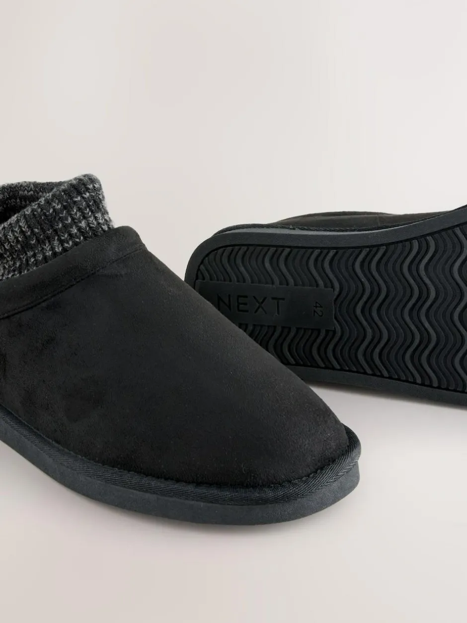 Next Knitted Cuff Boot Slippers Black Sale