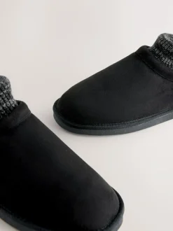 Next Knitted Cuff Boot Slippers Black Sale