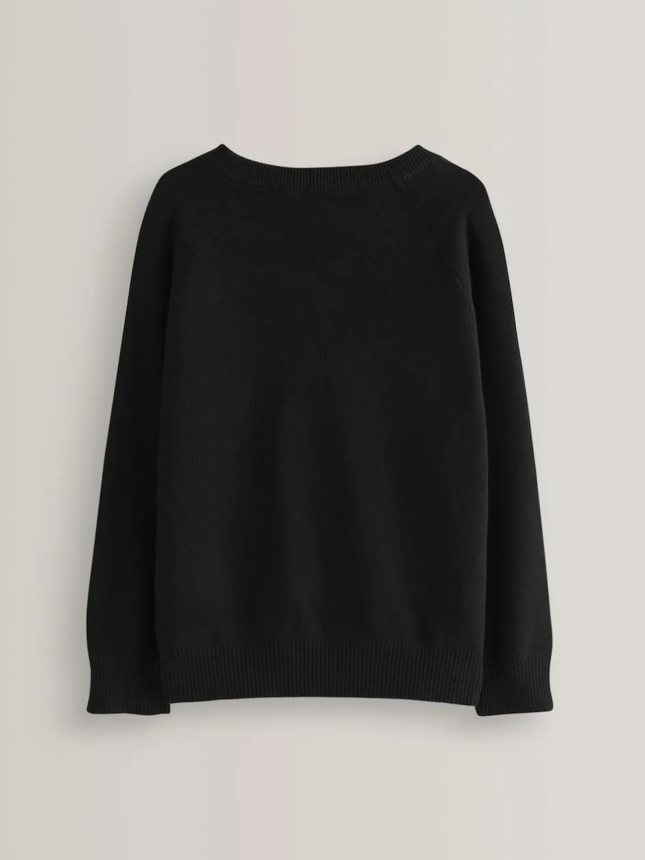 Next Black. Knitted V-Neck School Jumper (3-16yrs)