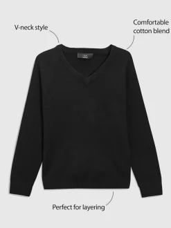 Next Black. Knitted V-Neck School Jumper (3-16yrs)