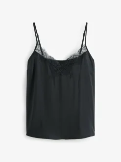 Next Black Lace Trim Strappy Cami Top Online