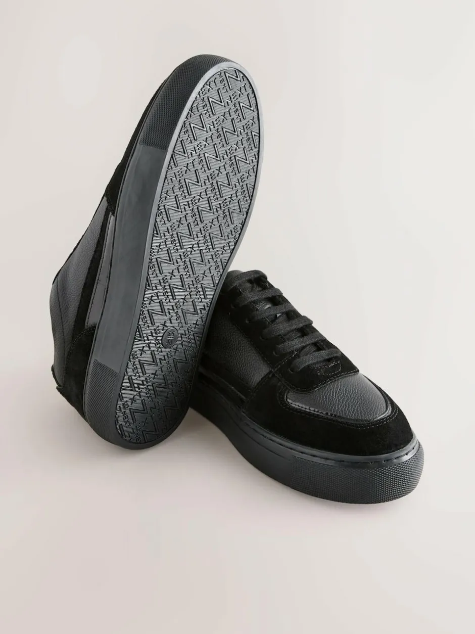 Next Black Leather Chunky Panel Detail Lace Up Trainers Online