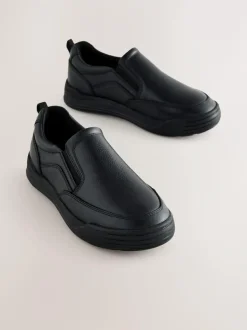 Next Black Leather Slip On School Loafers Sale