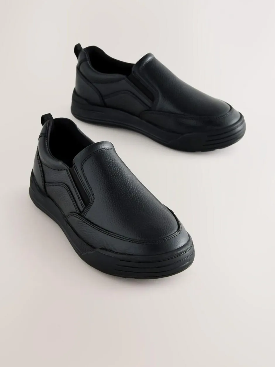 Next Black Leather Slip On School Loafers Sale