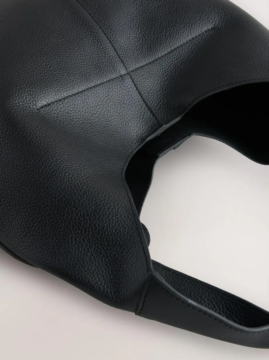 Next Slouchy Shoulder Bag Black Leather