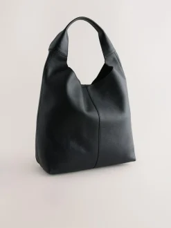 Next Slouchy Shoulder Bag Black Leather