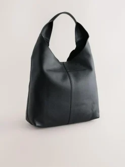 Next Slouchy Shoulder Bag Black Leather