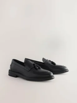 Next Leather Tassel Loafers Black Discount
