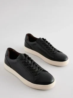 Next Leather Trainers Black