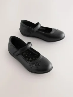 Next Black Leather Wide Fit (G) Mary Jane School Shoes Sale