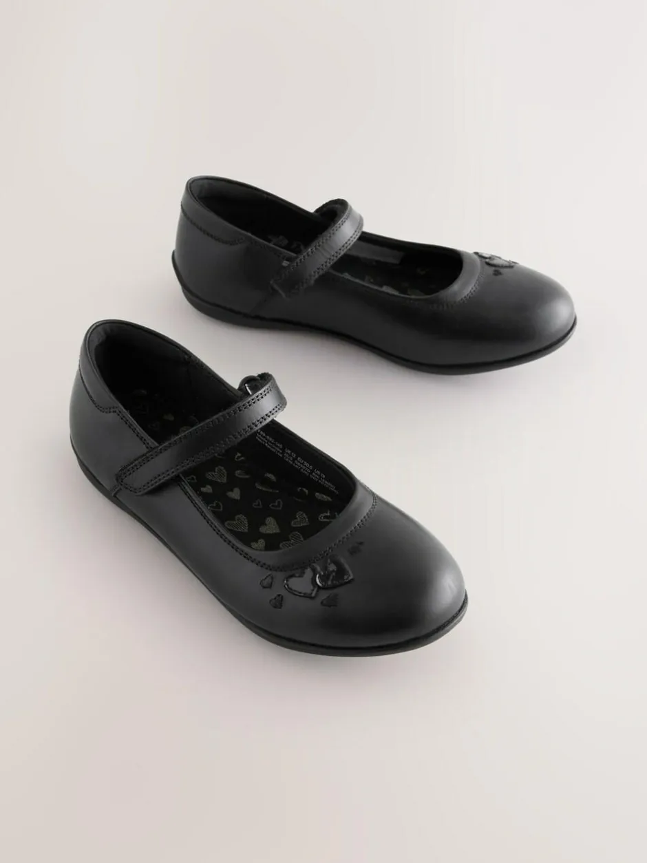 Next Black Leather Wide Fit (G) Mary Jane School Shoes Sale