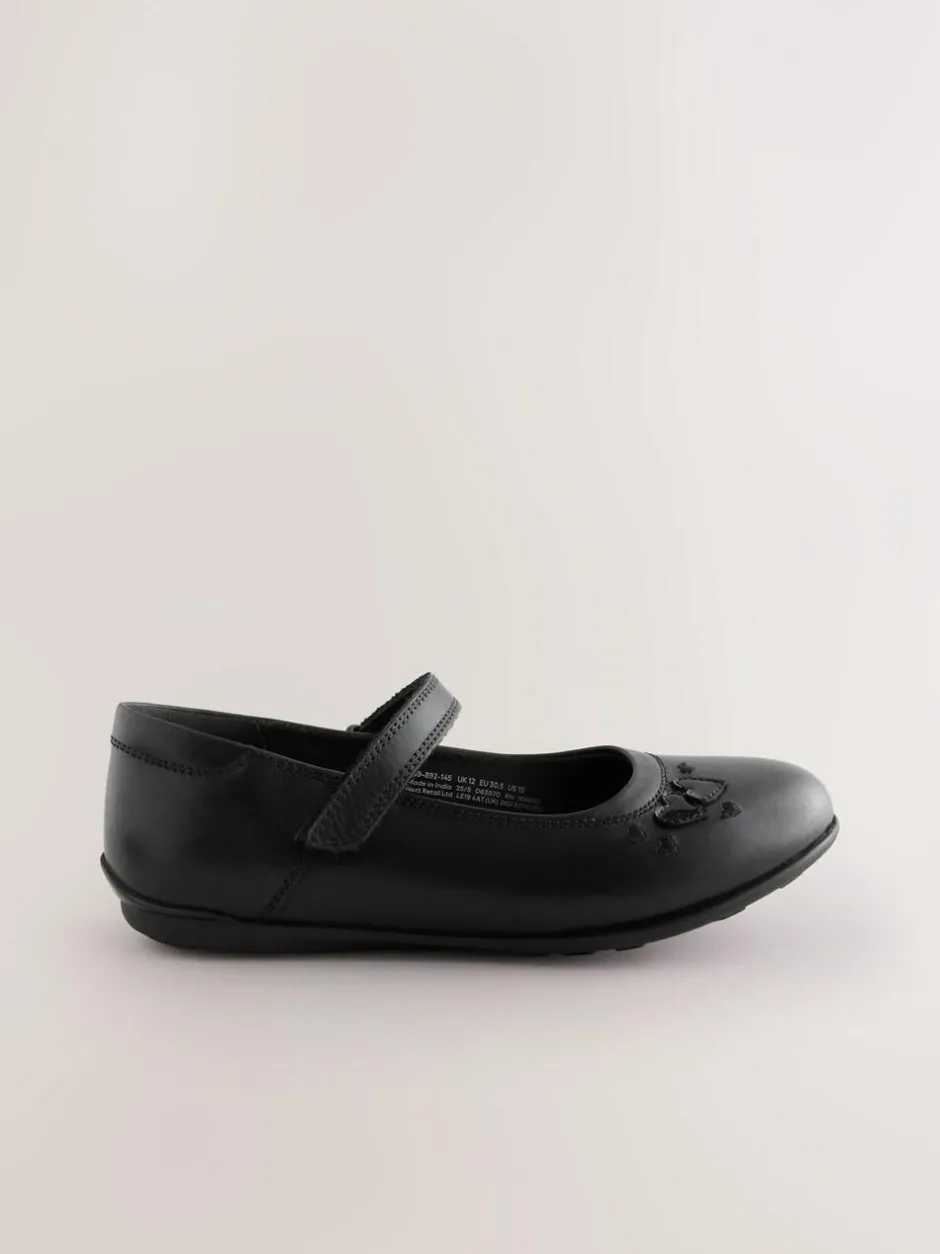 Next Black Leather Wide Fit (G) Mary Jane School Shoes Sale