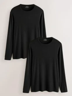 Next Black Lightweight Thermogen Long Sleeve T-Shirts 2 Pack Discount