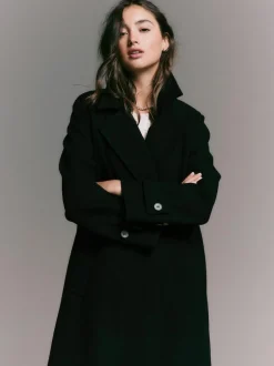 Next Long Maxi Coat Black Clearance