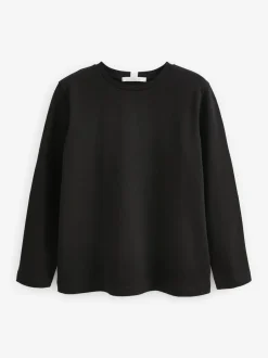 Next Black Long Sleeve Heavyweight Crew Neck T-Shirt Clearance