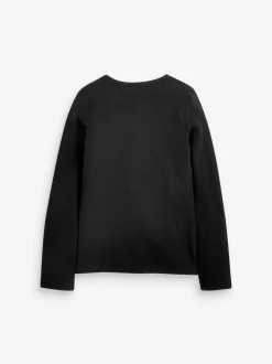 Next Black Long Sleeve Ribbed Top (3-16yrs) Sale