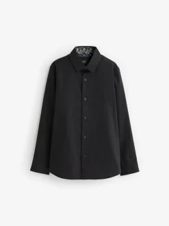 Next Black Long Sleeves Smart Trimmed Shirt (3-16yrs)