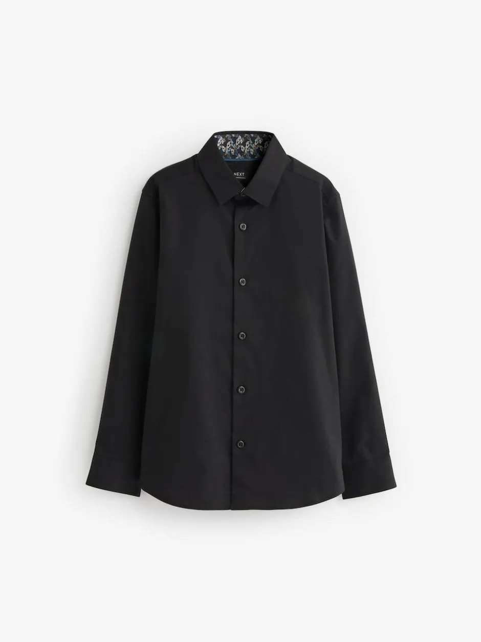 Next Black Long Sleeves Smart Trimmed Shirt (3-16yrs)