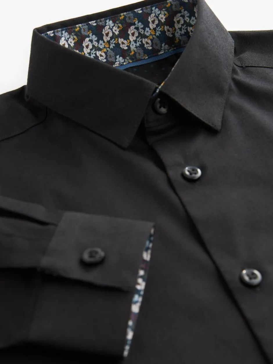 Next Black Long Sleeves Smart Trimmed Shirt (3-16yrs)