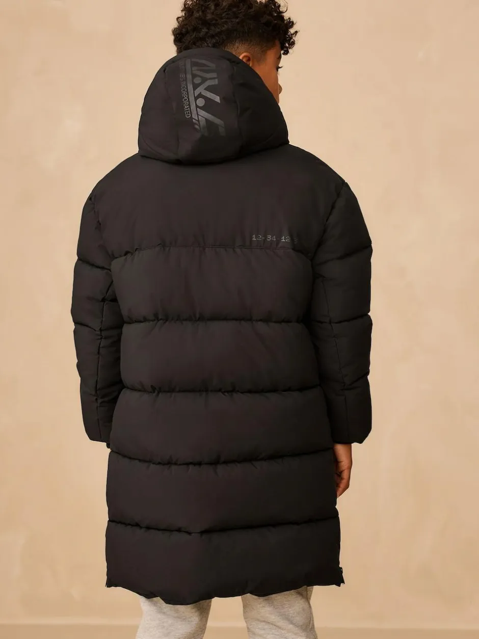 Next Black Longline Shower Resistant Padded Coat (3-17yrs) Clearance