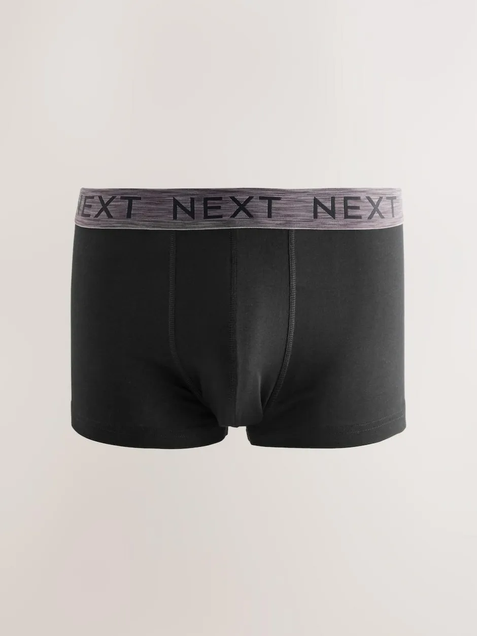 Next Black Marl Waistband Hipster Boxers 5 Pack New