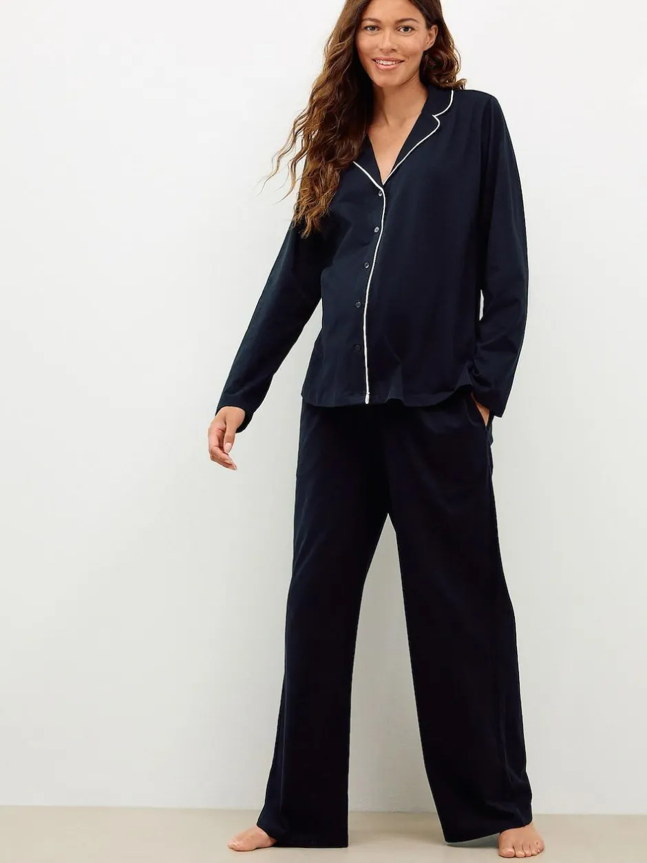 Next Maternity Jersey Button Through Pyjamas Black Discount