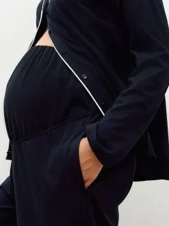 Next Maternity Jersey Button Through Pyjamas Black Discount