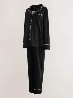 Next Maternity Jersey Button Through Pyjamas Black Discount