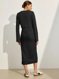 Next Maternity Long Sleeve Nursing Shelf Dress Black Outlet