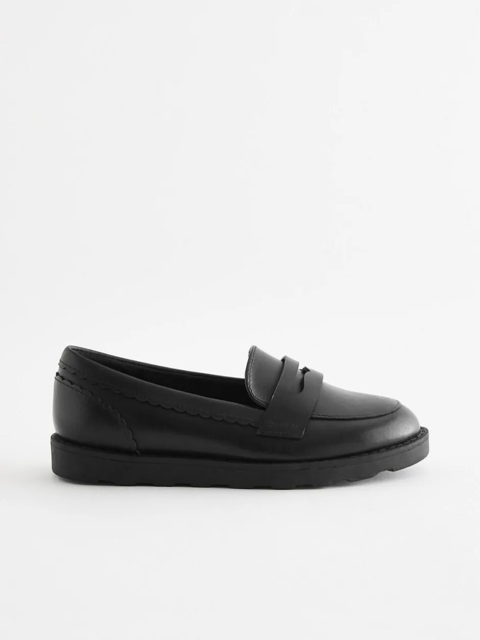 Next Black Matt School Leather Loafers Outlet
