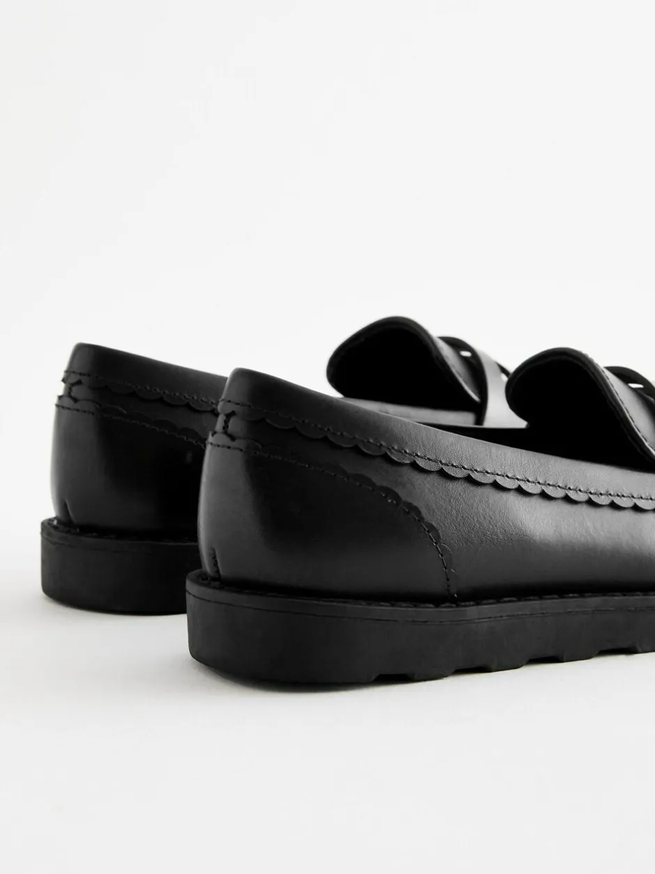Next Black Matt School Leather Loafers Outlet