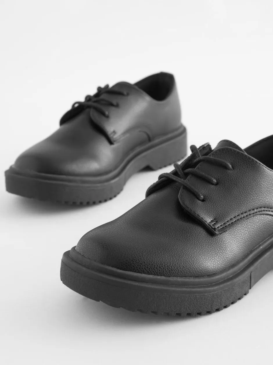 Next Black Matt Standard Fit (F) School Chunky Lace-Up Shoes