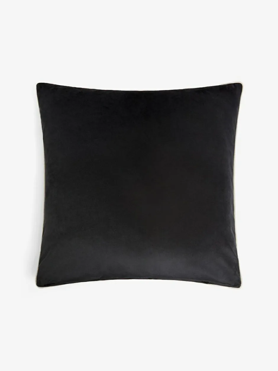 Next Black Matte Velvet Contrast Pipe 59 x 59cm Cushion Hot