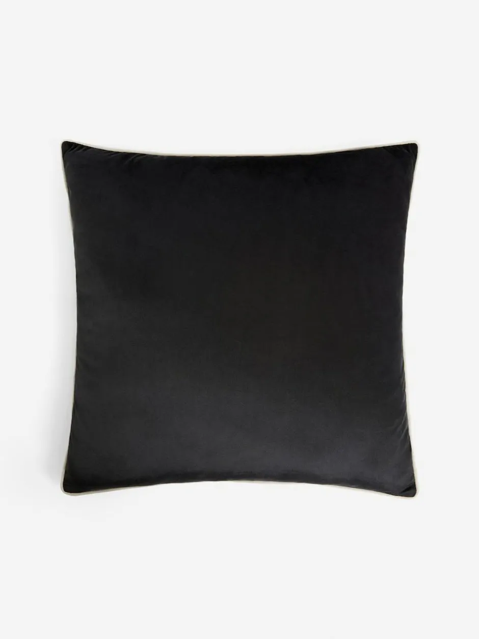 Next Black Matte Velvet Contrast Pipe 59 x 59cm Cushion Hot