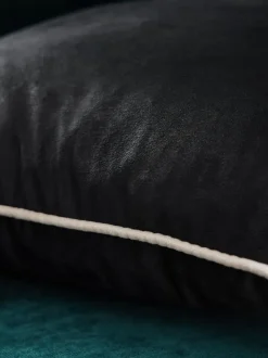 Next Black Matte Velvet Contrast Pipe 59 x 59cm Cushion Hot