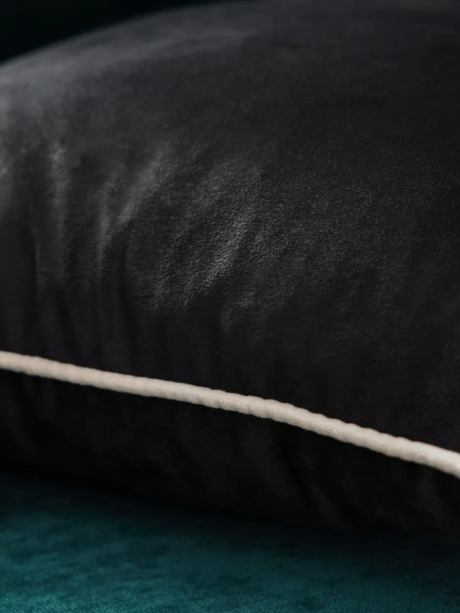 Next Black Matte Velvet Contrast Pipe 59 x 59cm Cushion Hot