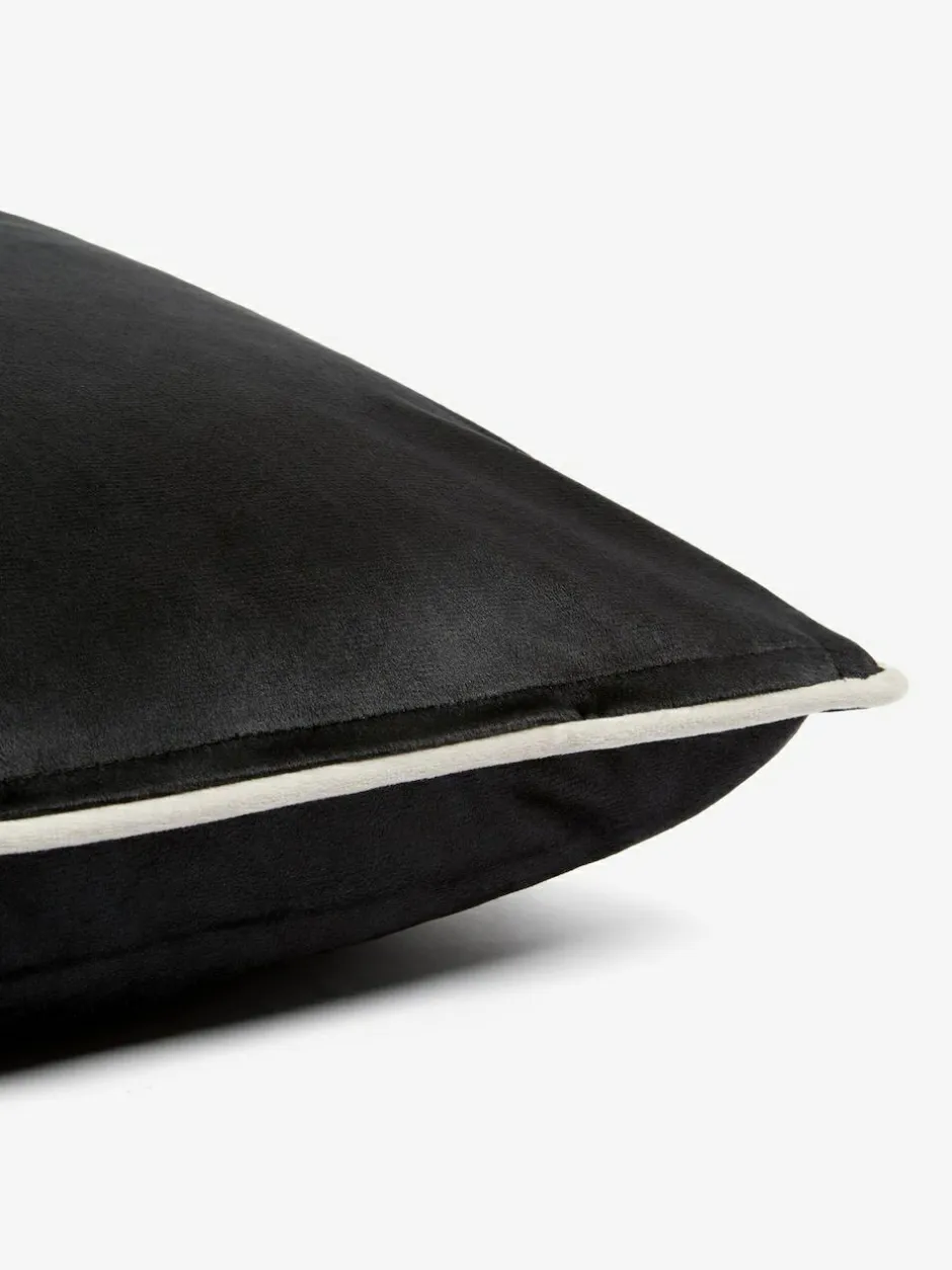 Next Black Matte Velvet Contrast Pipe 59 x 59cm Cushion Hot
