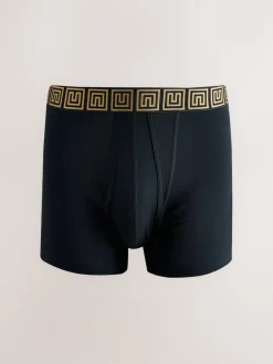 Next Black Metallic Pattern Waistbands 5 Pack A-Front Cotton Rich Boxers Best