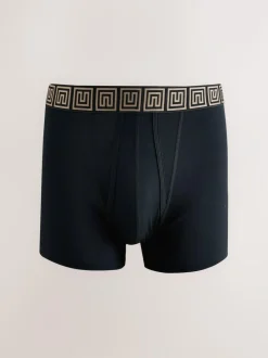 Next Black Metallic Pattern Waistbands 5 Pack A-Front Cotton Rich Boxers Best