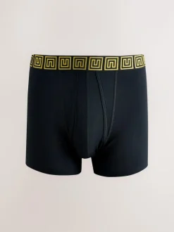 Next Black Metallic Pattern Waistbands 5 Pack A-Front Cotton Rich Boxers Best