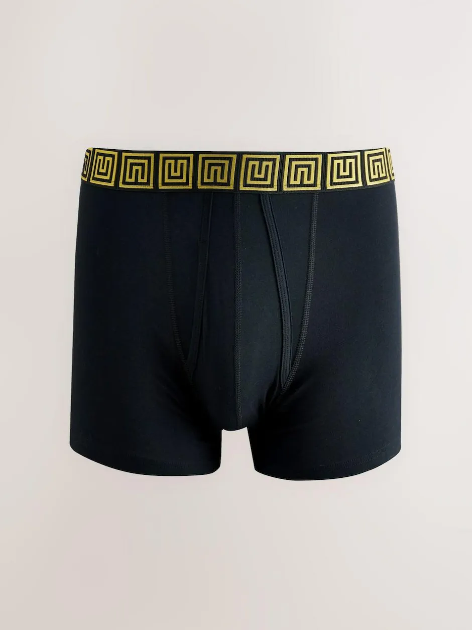 Next Black Metallic Pattern Waistbands 5 Pack A-Front Cotton Rich Boxers Best