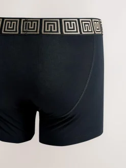 Next Black Metallic Pattern Waistbands 5 Pack A-Front Cotton Rich Boxers Best