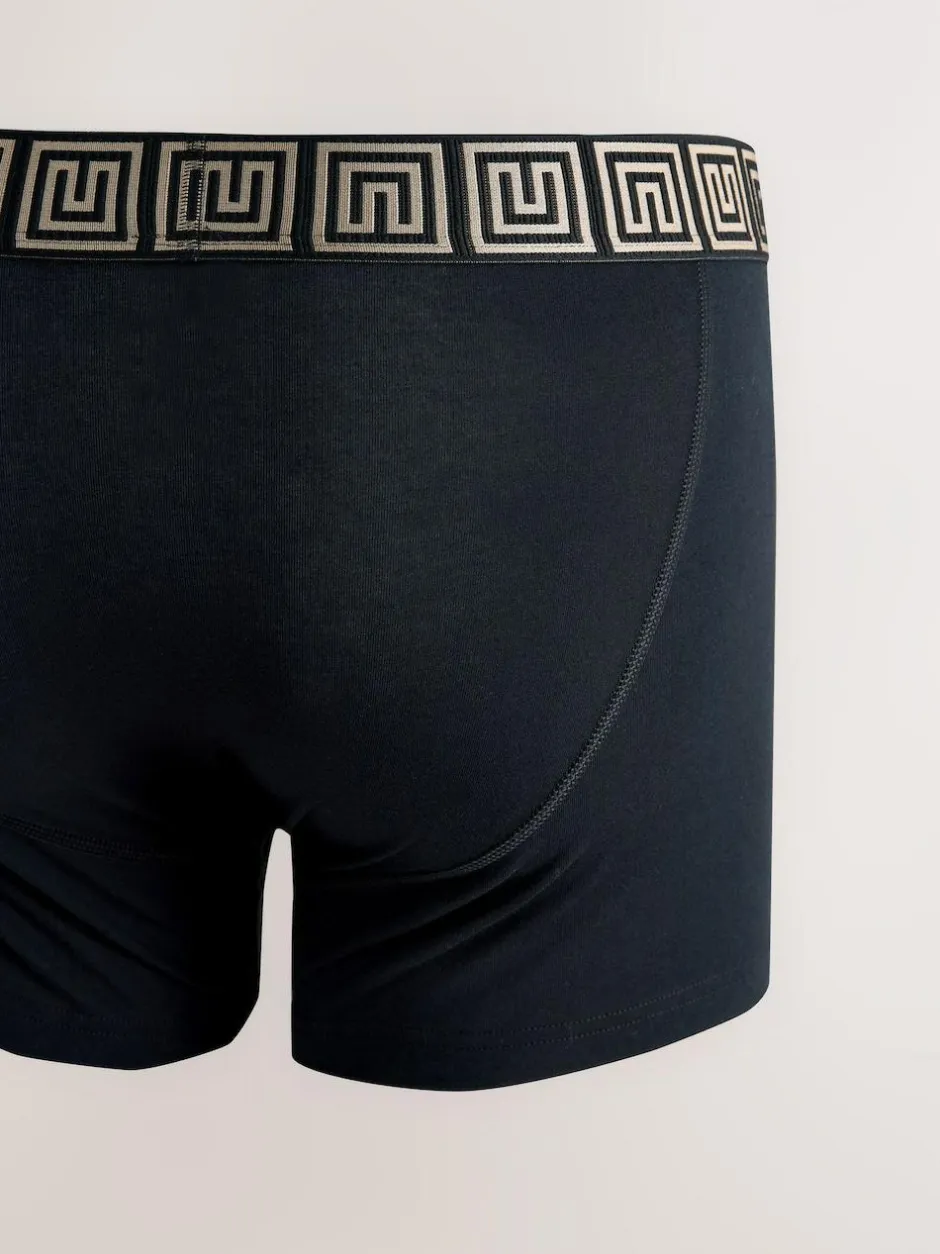 Next Black Metallic Pattern Waistbands 5 Pack A-Front Cotton Rich Boxers Best