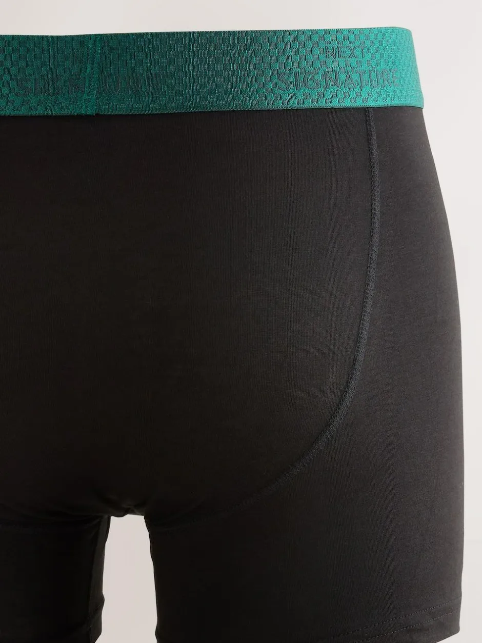 Next Signature Comfort Soft Trunks Black Metallic Red/Green Waistband Modal Blend Discount