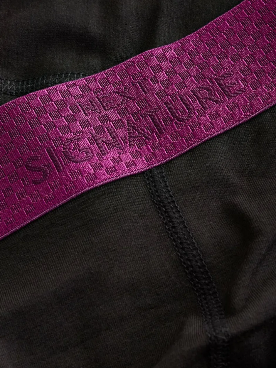 Next Signature Comfort Soft Trunks Black Metallic Red/Green Waistband Modal Blend Discount